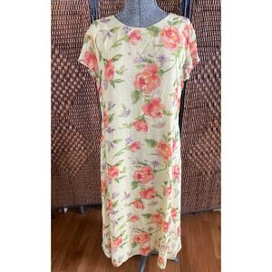 Size XL//Vintage 90s Laura Ashley Silk Floral Dress